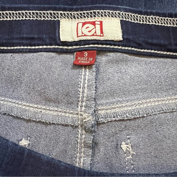 L.E.I. Womens Juniors Sz 9 Dark Blue Denim Pull On Jeggings Stretch - Picture 3 of 4